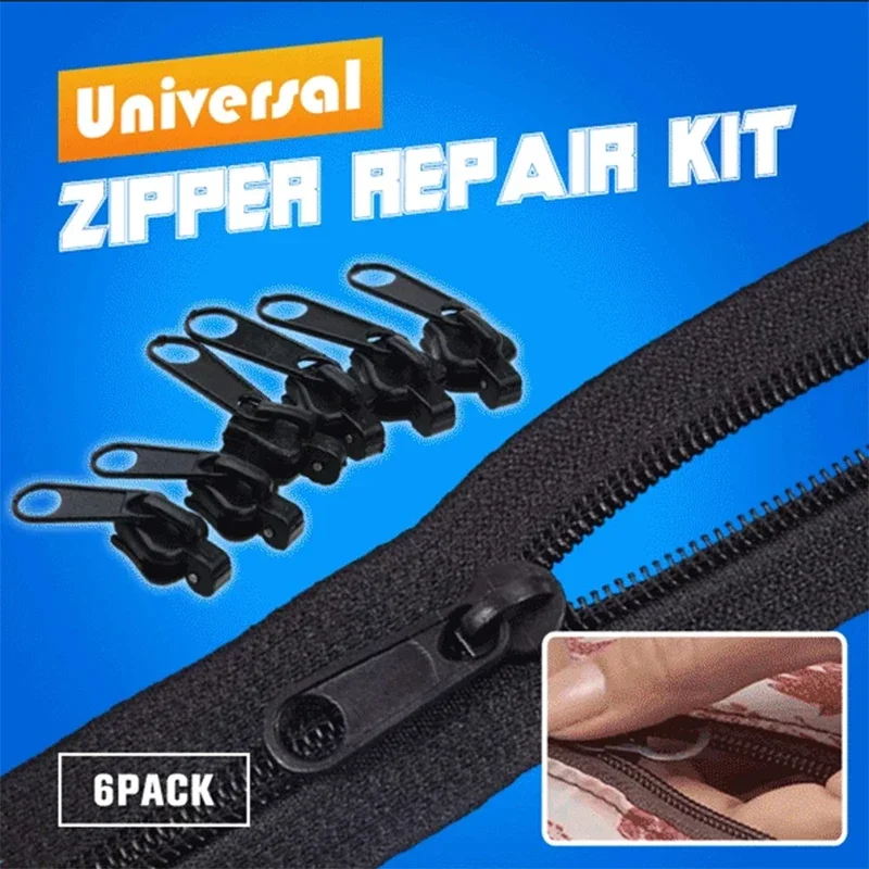 Instant Zipper Repair Kit 6 pieces set Universal Instant Fix Zip Slider sewing zipper zipper repair kit zipper sliders