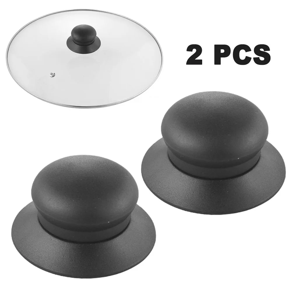 

Pot Lid Knobs Cookware Dining Handgrip Black Handle Pot Cover Pot Pan Replacement Saucepan Set Spare Parts 2Pcs