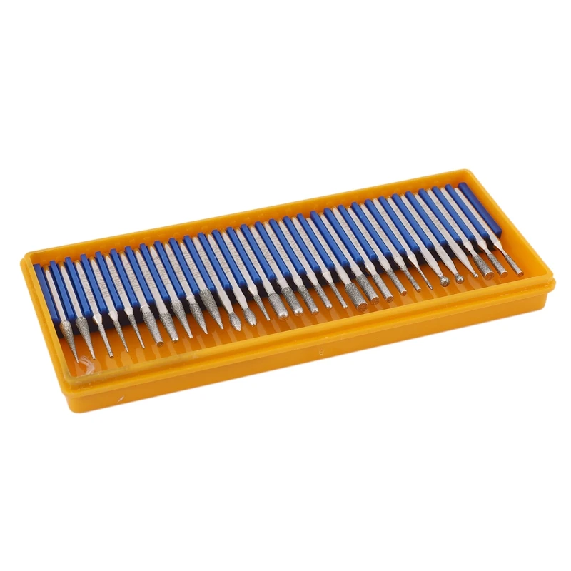 30 Pcs Bur Diamond Grinding Head Set Coated Carving Burrs Rotary Tool Bit Grit 120 Shank 3Mm 1/8 Inch For Dremel Tools Accessori 4