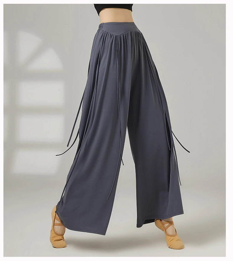 Damen-Tanzhose mit weitem Bein, modernes Design, Taillenband, atmungsaktiv, locker sitzende Übungshose, Performance-Tanzkleidung, Kostüm – Detail 11