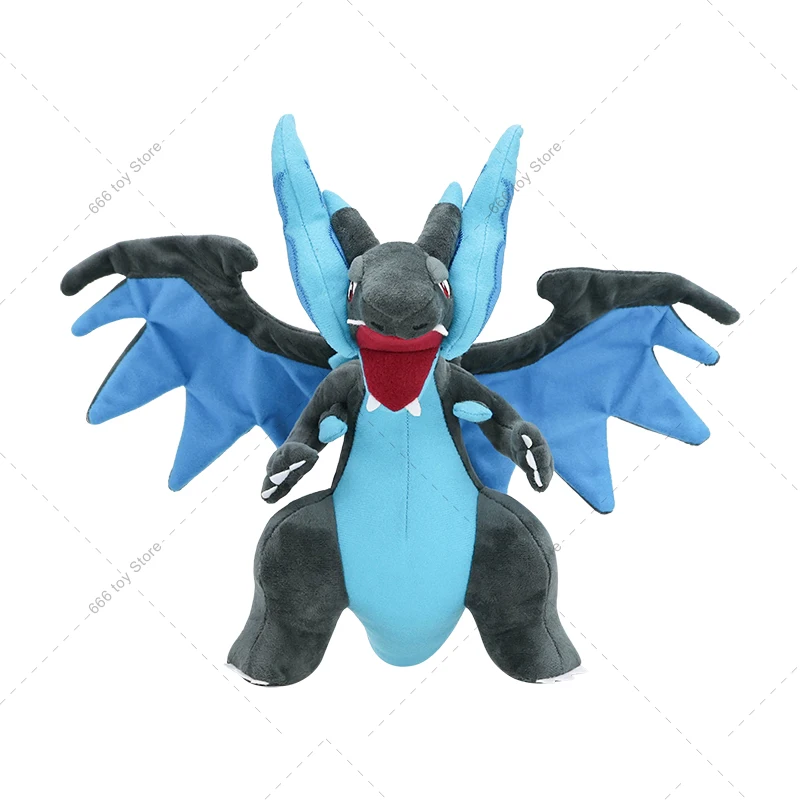 Blue Pokemon Plush Mega Charizard X Stuffed Animal Toy for Kids