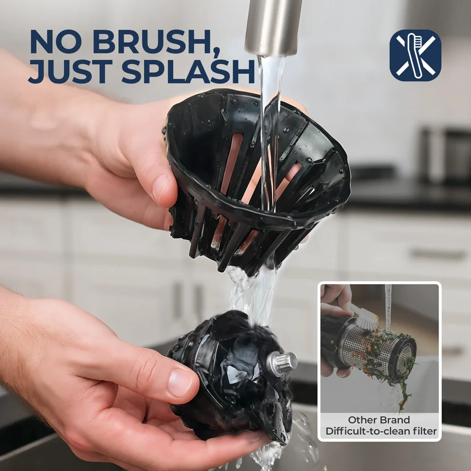 ROUNY Slow Juicer, Cold Press Extractor Filter-Free, Easy Clean Electric Fruit Juicer Machine With Large Caliber, Black_voghion.com