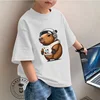 Adorable Kids Fashion Tee Capybara Illustration Perfect Summer Wear Soft Fabric Ideal Gift for Children All-in-one Base Shirt 1