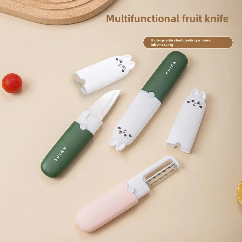 Multifunctional Fruit Knife, 2-in-1 Paring Knife Double Head Peelerz, Stainless Steel Blades for Easy Cleaning 3