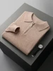 CHICUU Men Polo Cashmere Sweater Zipper Smart Casual Pullover 100% Merino Wool Knitwear Autumn Winter Soft Comfy Basic Tops 6