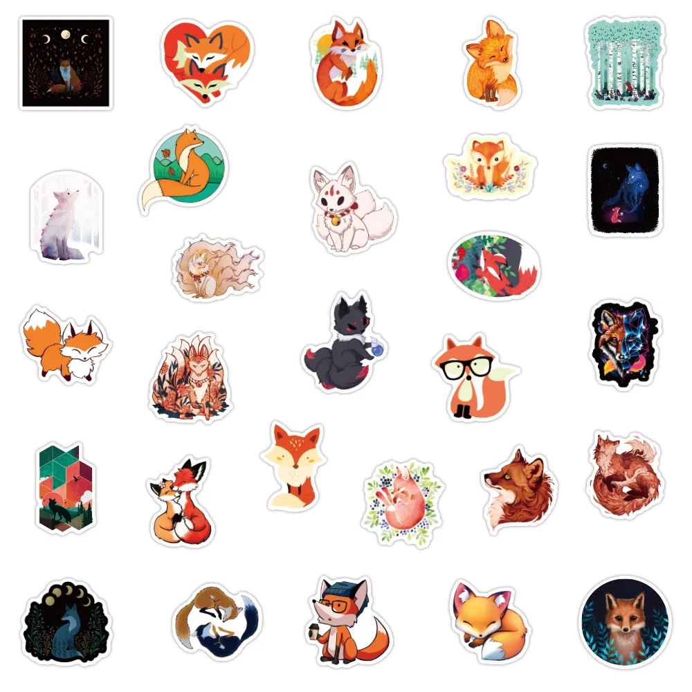 Cute Fox Stickers Kawaii Cute Fox Decals for Bicycle Helmet School Locker  Labels Window Kawai Stickers