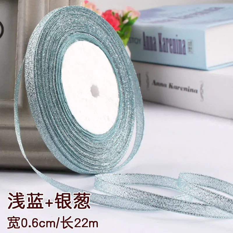 Festive Gold & Silver Metallic Glitter Ribbons - 22 Meters