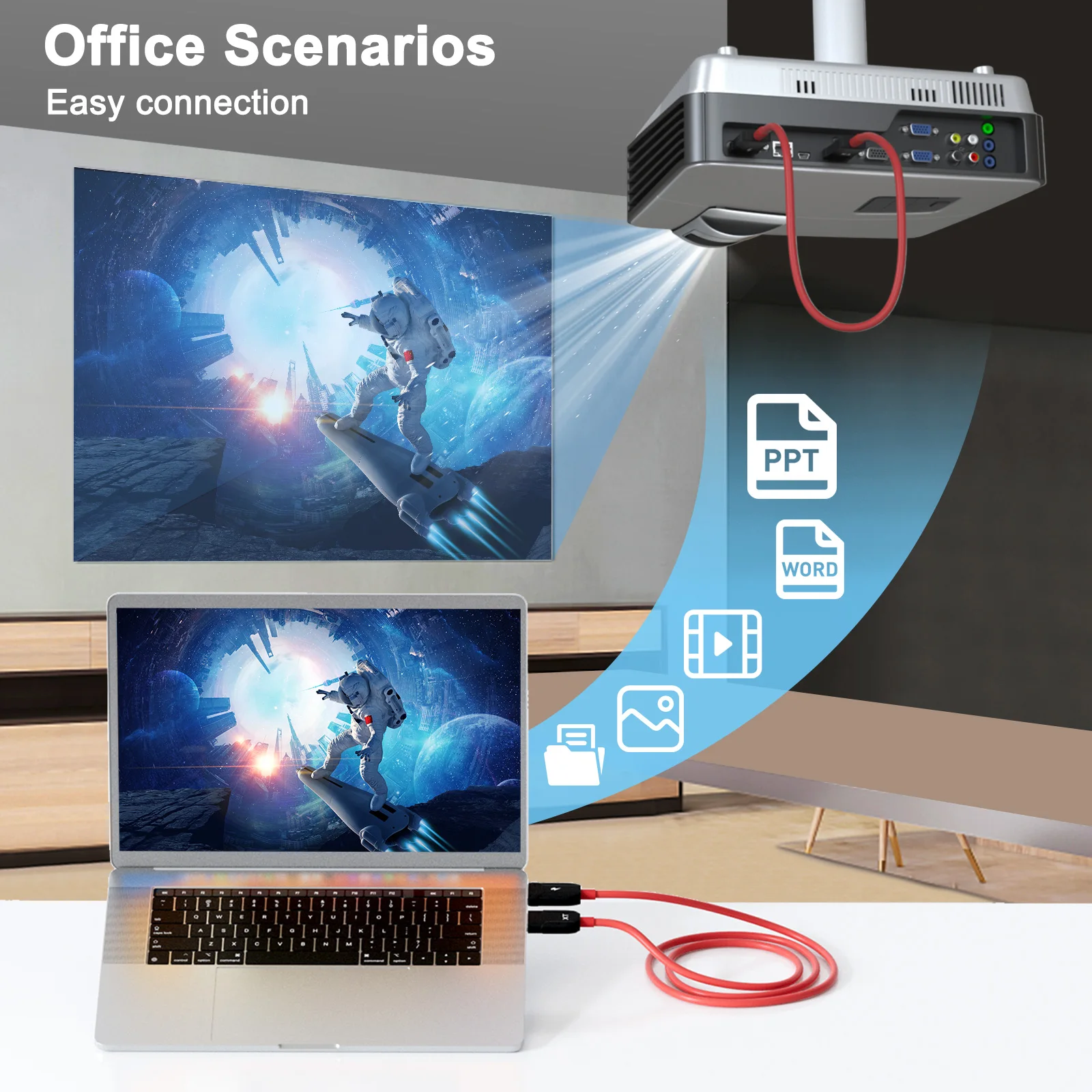 Wireless HDMI Transmitter and Receiver 1080P Mirroring Wireless HDMI Adapter Computer Video/Audio/Files on the same screen to TV