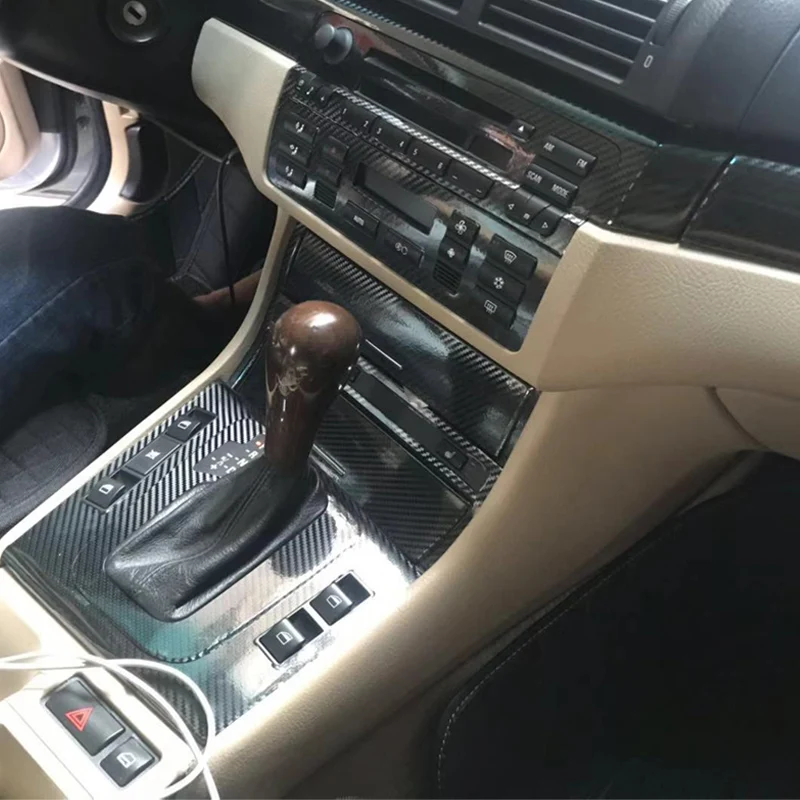 

For BMW 3 Series E46/ 4 Door Interior Central Control Panel Door Handle Carbon Fiber Stickers Decals Car styling Accessorie
