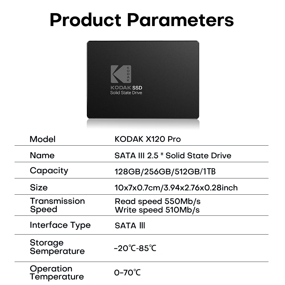 KODAK純正 SATA3 SSD 128GB 256GB 512GB 1TB 2.5インチ内蔵ソリッド