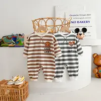 Baby New Autumn 0-2 Years Old Newborn Cotton Yarn Striped Boy Girls Jumpsuit Winter Clothes 0-3 Months 3