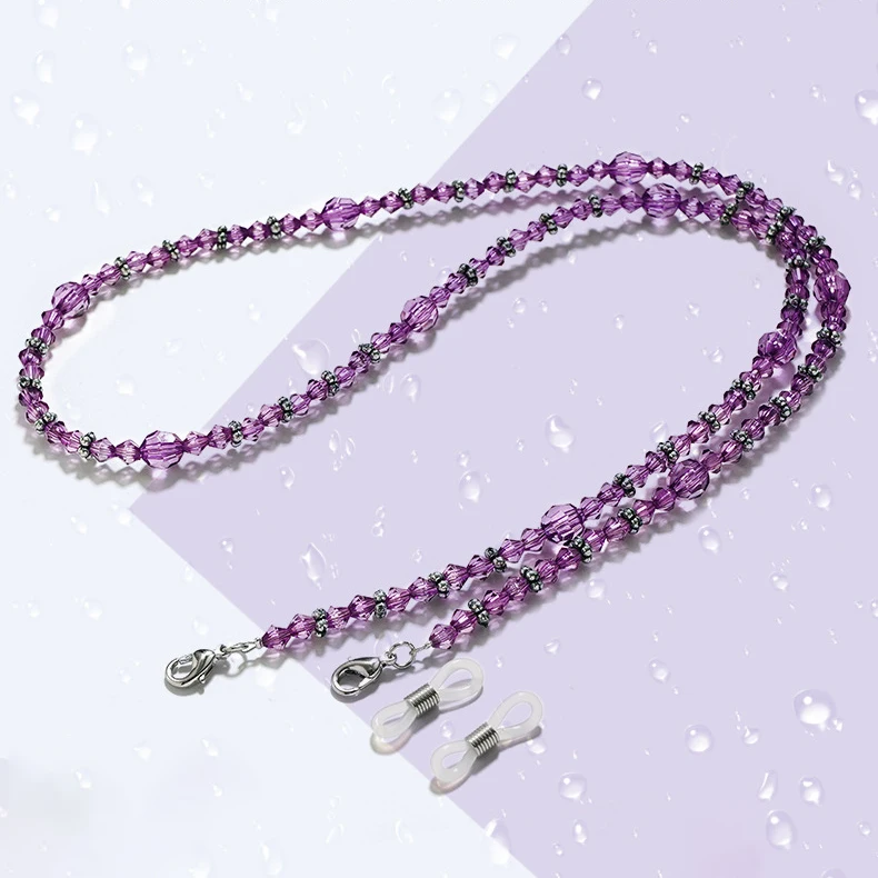 우아한 보라색 안경줄 여성용 마스크 헤드폰 선글라스 목걸이형 미끄럼 방지 줄 높은 미적 가치 다용도