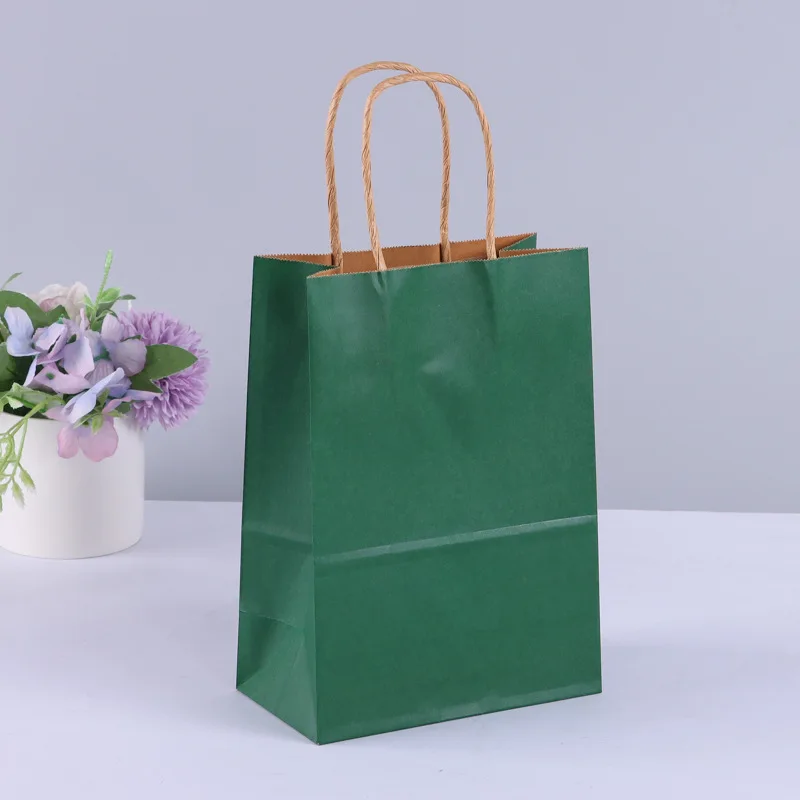 10 bolsas de regalo de papel Kraft con asas para compras, manualidades, bolsas marrones y blancas, bolsas de bricolaje, suministros para fiestas y Navidad