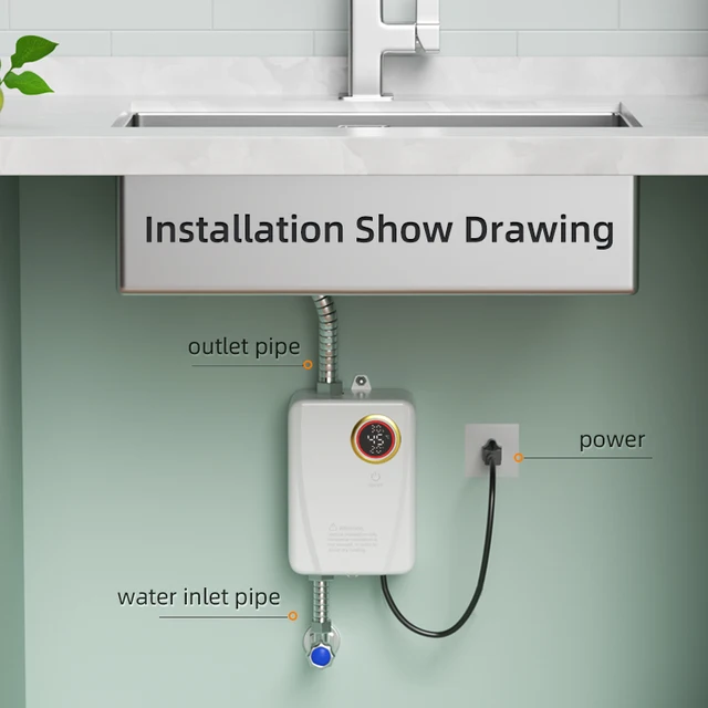 HOKitchen-Chauffe-eau électrique mural, chauffage instantané, douche chaude 3S, affichage de la température LCD, 110V, 220V 1