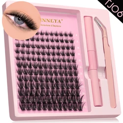 Lash Clusters DIY Extension Kit with Waterproof Bond, Seal & Precision Tweezers (12 Rows-TJ06)