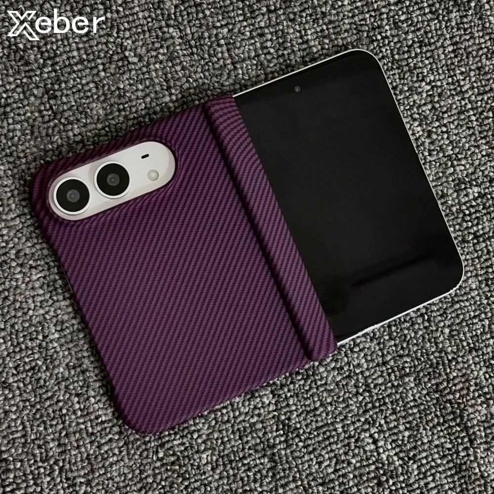 Luxury Kevlar Carbon Fiber Magnetic Phone Case with Hinge Protection and Shockproof Hard Cover
