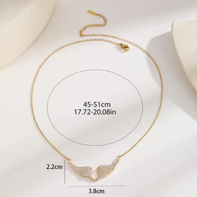 Collier pendentif ailes d'ange en or brillant, luxueux et exquis, entièrement serti de zircon, pour femmes, accessoires de bijoux de créateur de mode
