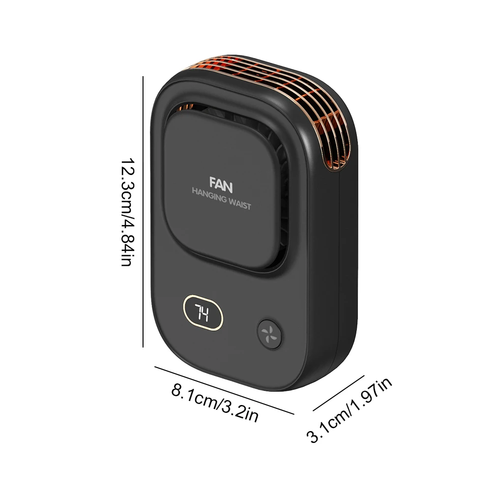 휴대용 허리 클립 선풍기 웨어러블 벨트 선풍기, 2000mAh 배터리 구동 충전식 바디 선풍기, 야외 작업 농장 하이킹 캠핑용