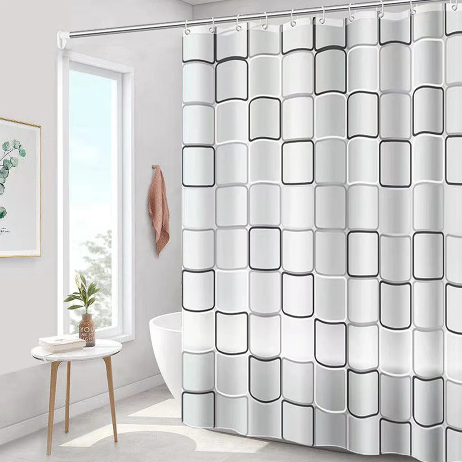 

Shower Curtains Thicken PEVA Stainless Steel Buttonhole Waterproof Mildew Proof Translucent Bath Curtain Bathroom Decor