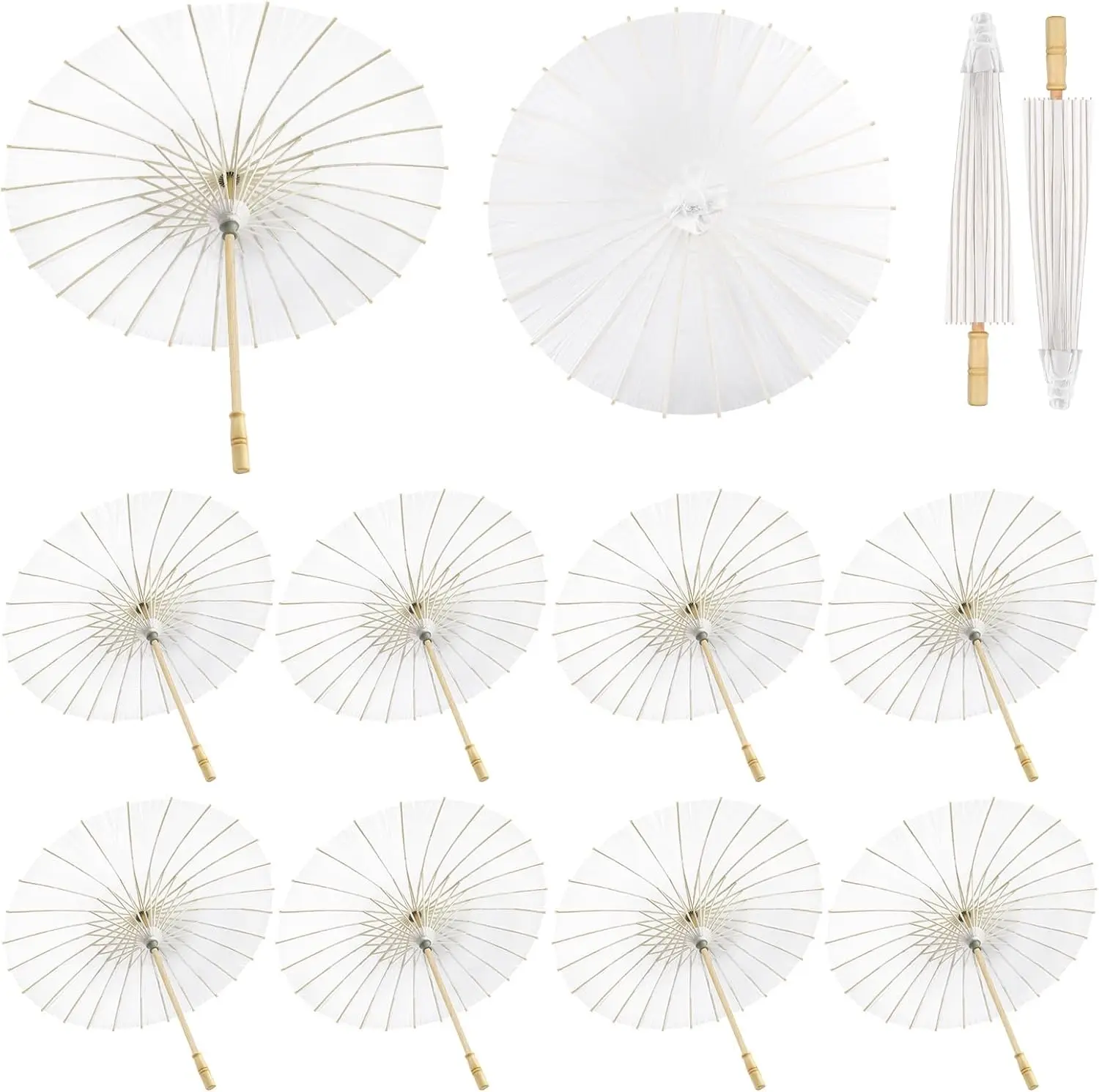 White Paper Umbrellas 10Pcs 40/60/80cm Parasol Chinese Japanese Oiled Umbrella Decorative DIY Painting