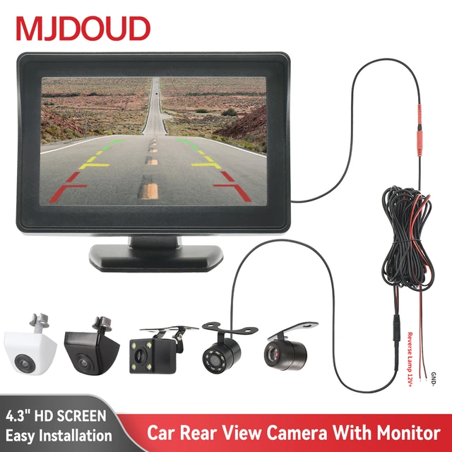 MJDOUD-cámara de visión trasera para coche, Monitor para estacionamiento de  vehículos, HD, marcha atrás, pantalla de 4,3 pulgadas, fácil instalación -  AliExpress