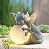 Garden Dragon Statue Adorable Baby Resin Dragon Figurine Dinosaur Sculptures Decorative Accent Sculpture Large Dragon Figurine 1