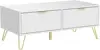 39.4'' Coffee Table with Large Drawers & 2 Open Storage Shelves, White Modern Coffee Tables with Gold Metal Handles 5