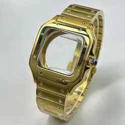 Rose Gold & Silver 316L Stainless Steel Square Watch Case - 38mm (C3)