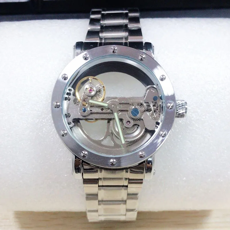 New 2020 Man Watch Luxury Mechanical Watch Men Stainless Steel Automatic Self Wind Watch Skeleton Transparent Hollow Watch 