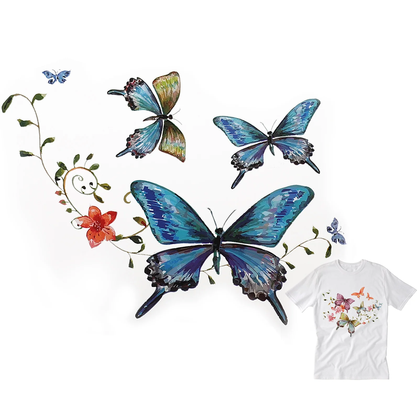 

2 Pcs Printing Iron Decals DIY Patch Supply Stickers Animal Colorful Transfer Plastic Pattern Butterflies Decor