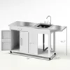 Outdoor Grill Table with Stainless Steel Sink and Drainage, Grill Cart with Foldable Side Table and Cabinet 5