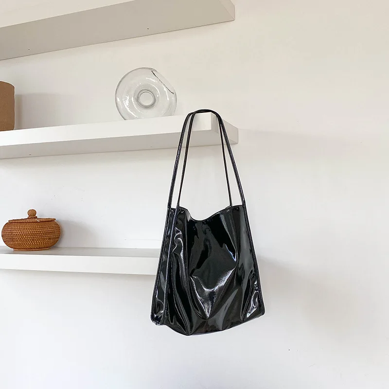 Fashion Patent Leather Women Shoulder Bags Vintage Female Casual Tote Handbags Large Capacity Ladies Shopping Bag leather handbag,women handbags