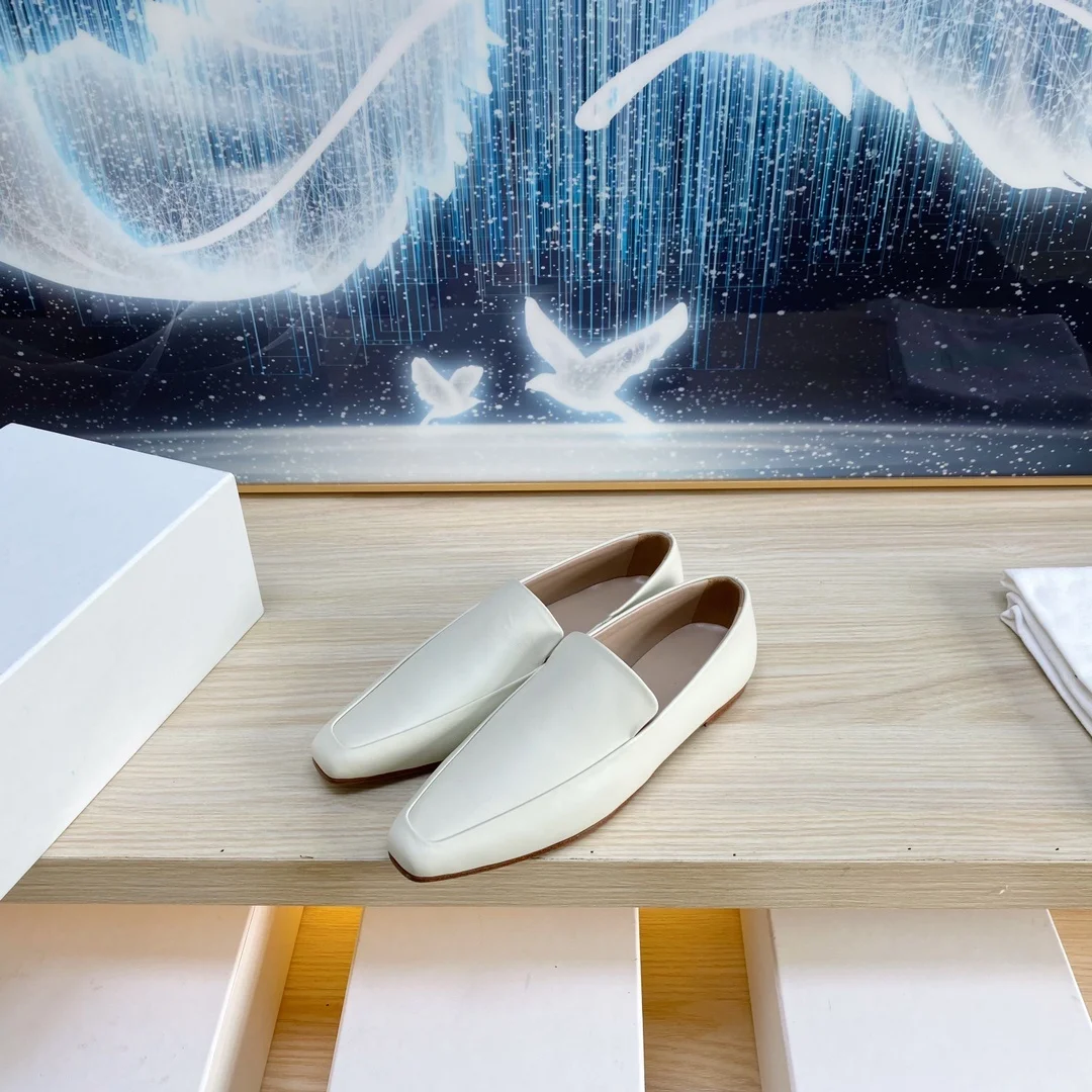 Retro genuine leather versatile flat sole single shoe ballet shoes for women