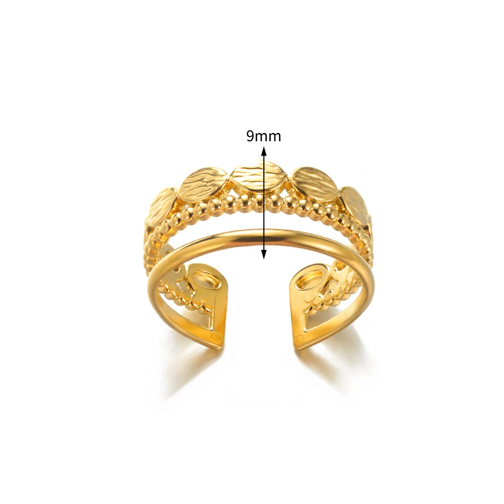 Sc91232723aeb4704ab65dfcb30927759L Stainless Steel Rings for Women Men Gold Color Heart Engagement Wedding Wide Ring Trendy Vintage Geometric Punk Jewelry Gift New Mallzona