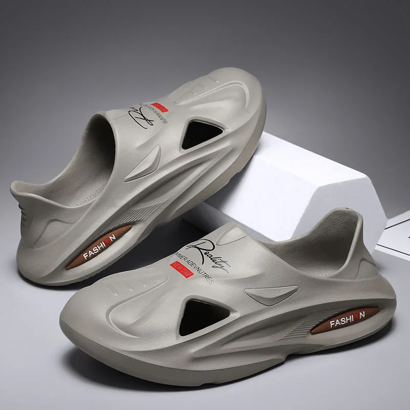 Men's Slippers Mute EVA Soft Outdoor Beach Slides Flat Unisex Slippers Non-slip Soft Flip Flops Male Thick Sole Anti-slip Shoes
