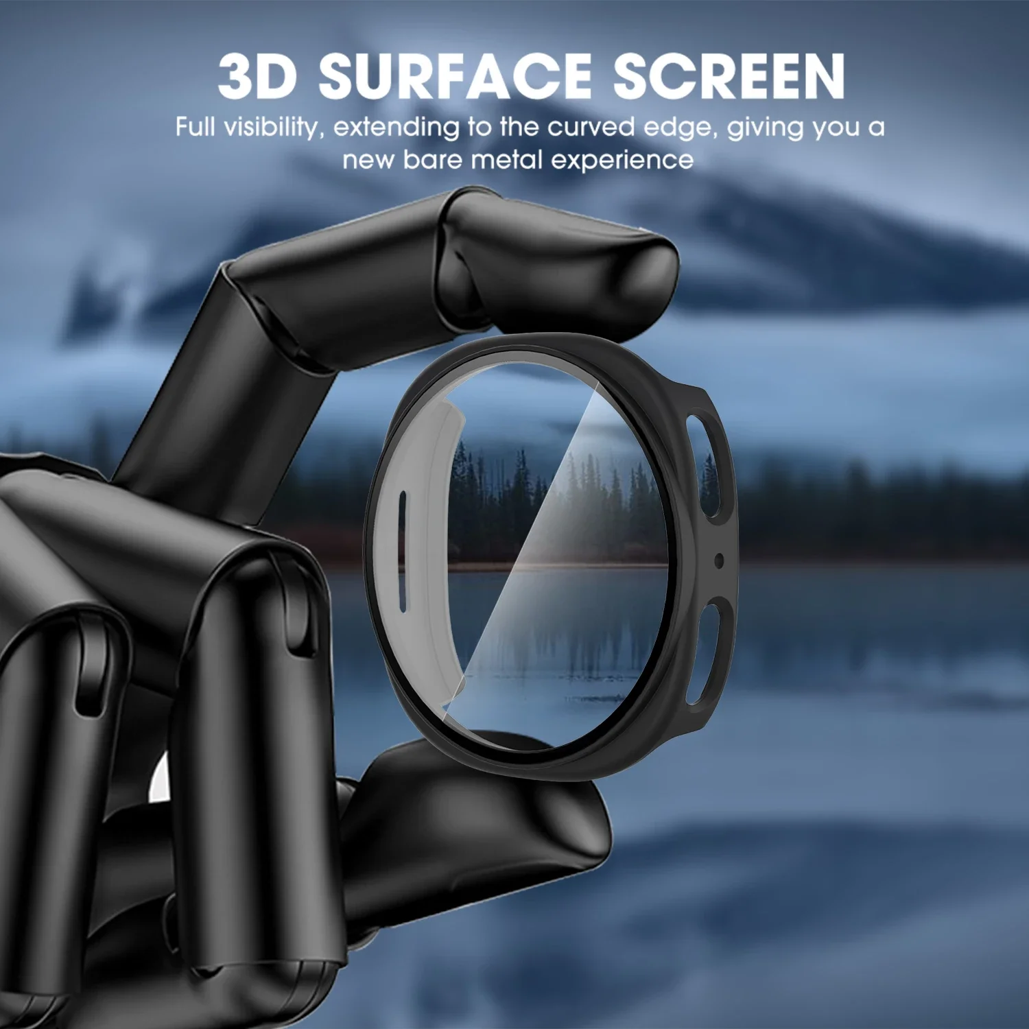 Case + Glass Full Coverage Bumper PC Hard Protective Case Cover Protector Shell for Samsung Galaxy Watch 8 40/44mm Accessories