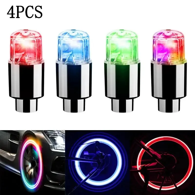 Tire Valve Cap Lights 4Pcs for Car Motorcycles Bicycles Electric Vehicles