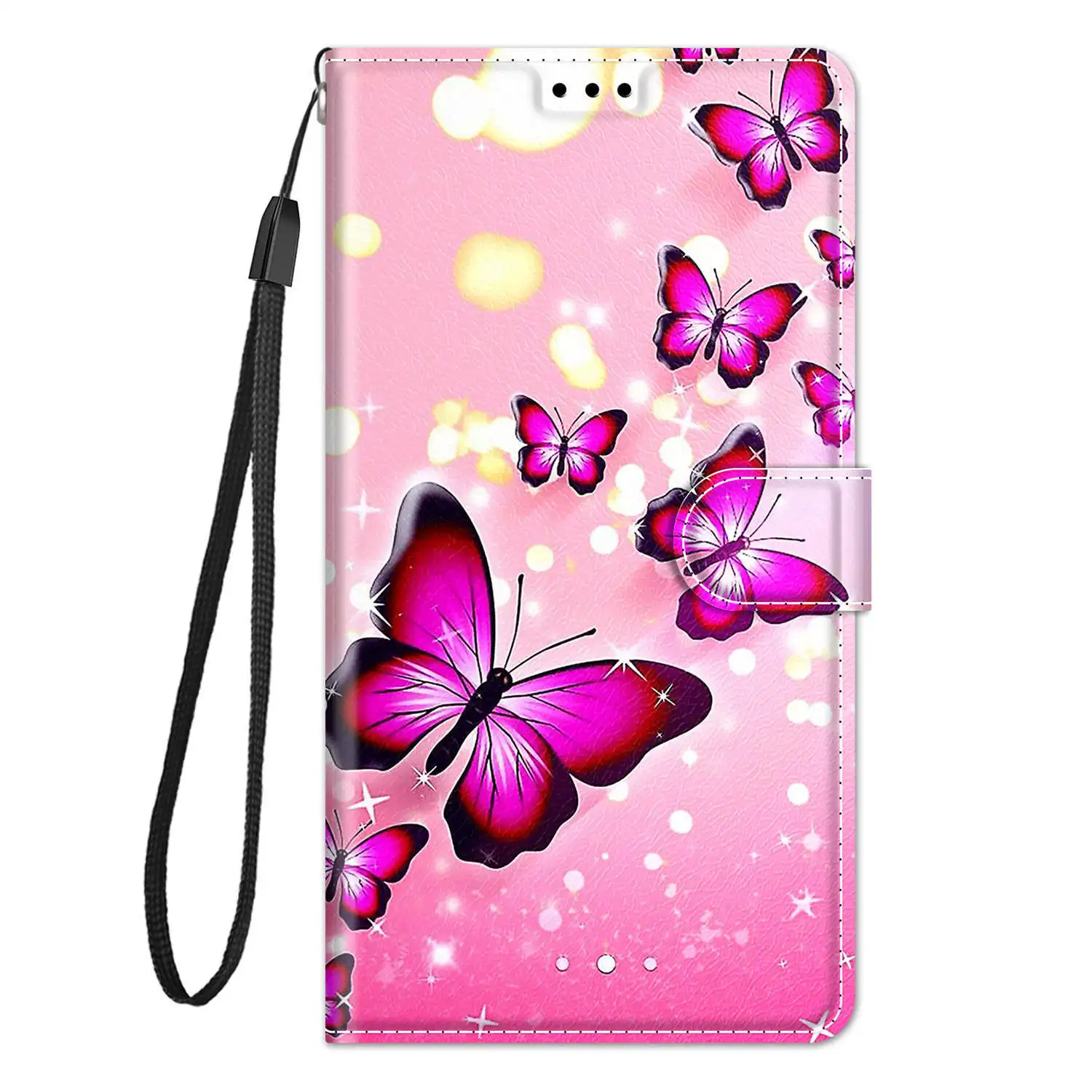 Elegant Butterfly Flip Leather Wallet Phone Case Book Cover