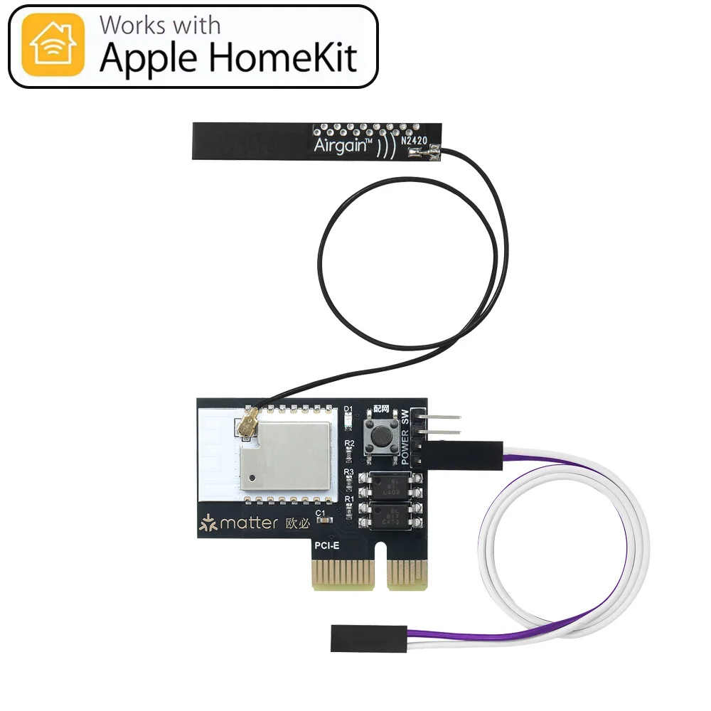 מתג חשמל למחשב Homekit APP Matter עם שלט רחוק להתחלת כרטיס התחלה טלקומטינג PICE לשליטה מרחוק של Apple Siri Homepod