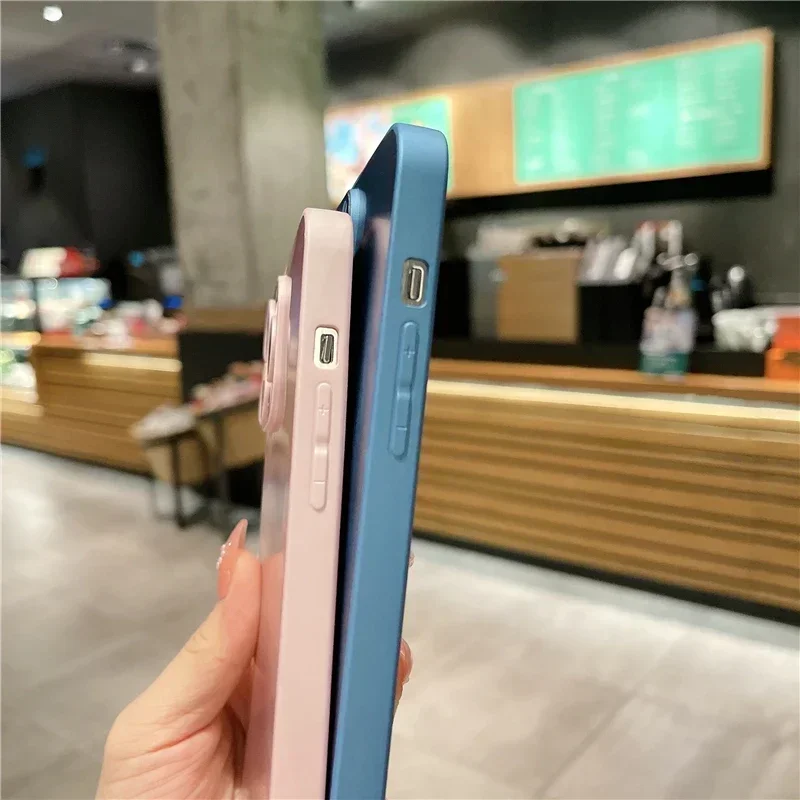 Schillernde CD-Handyhülle mit quadratischem Rahmen für iPhone 11 12 13 15 Pro Max 14 Plus, Silikon-Rückseite mit Objektivschutz_voghion.com