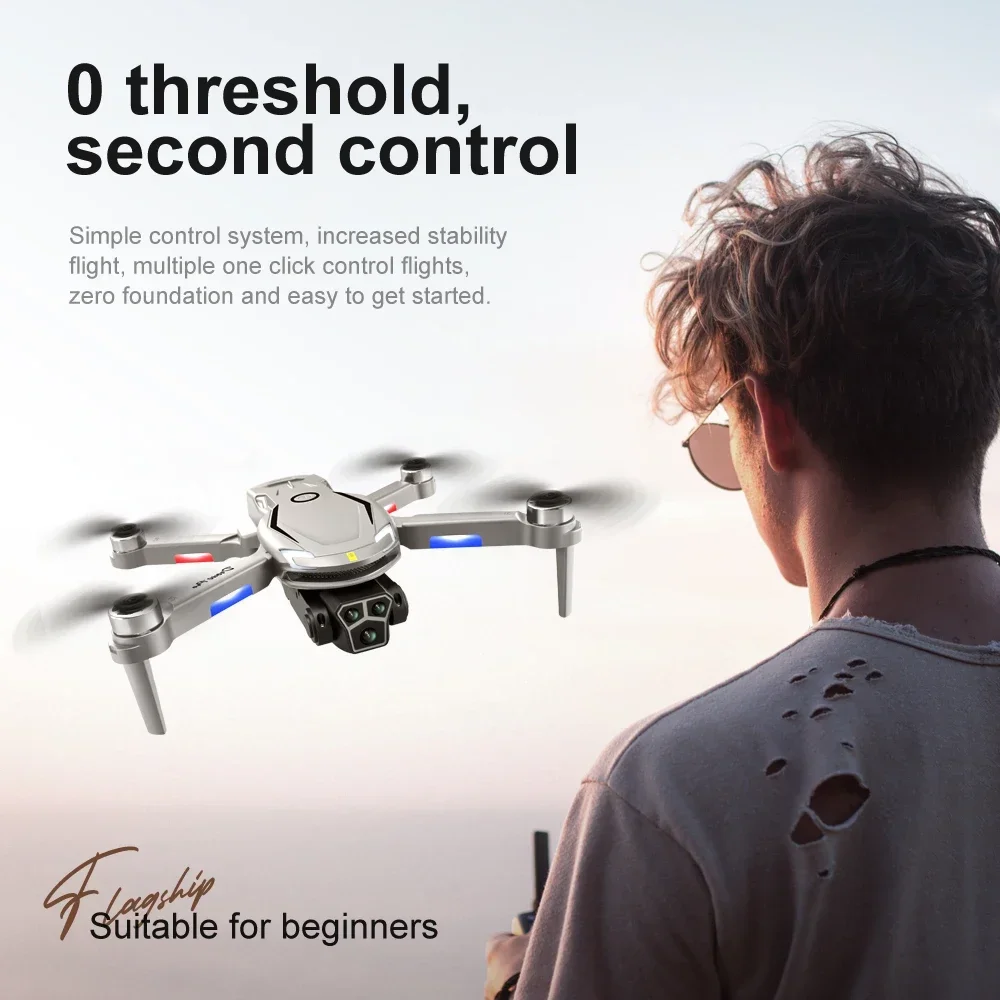 V888 Brushless Drone 8K Professional HD Triple Camera Obstacle Avoidance No GPS Optical Flow Positioning RC Quadcopter Toys drone quadcopter