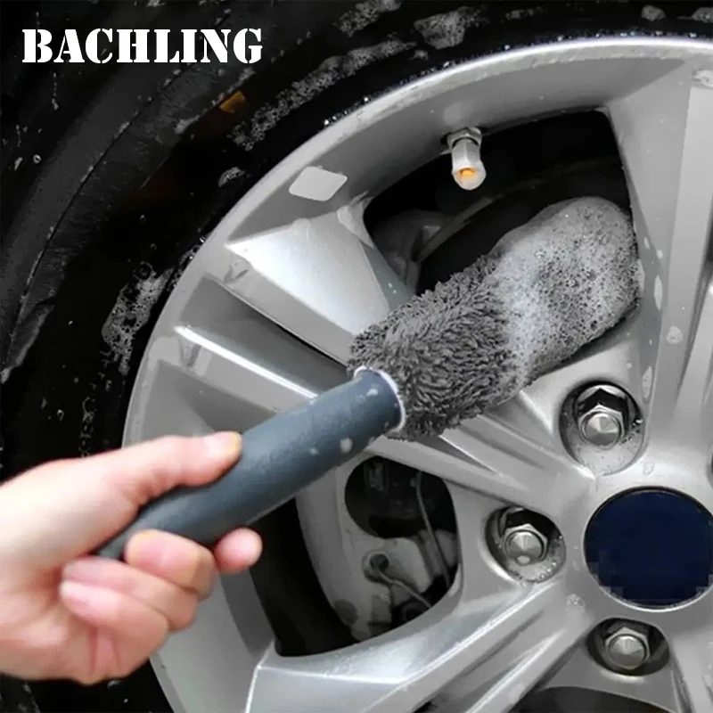 2Piece Car Wash Brush Microfiber Tire Scrubber Wheel Brush Trunk Dust Remover Car with Plastic Handle Auto Washing Cleaner Tools 4