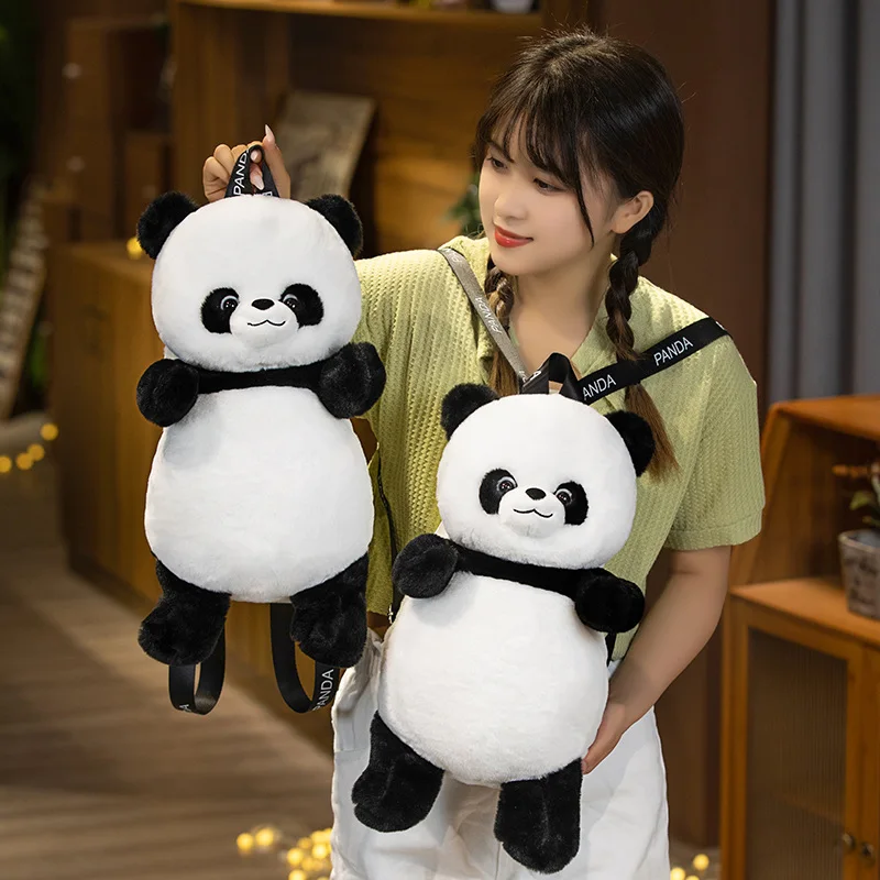 1pc 43cm Creative Cartoon Animal Cute Panda Soft Plush Backpack Kawaii Plushies Toys Doll Lovely School Bag Birthday Xmas Gifts lovely solar system labels planet sticker for diy card school birthday pack