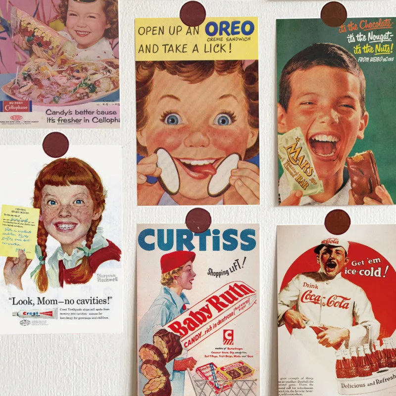 Ins American Vintage Advertising Postcards Cute Photo Props Home Decor Bedroom Background Wall DIY Decorative Card 10 Sheets ​ins vintage creative decorative card postcards bedroom background wall decorative card photo props greeting cards 10 sheets