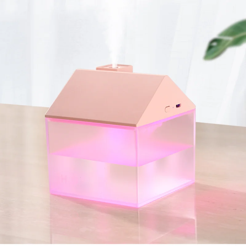 Portable 250 ML 3 In 1 House Shape Humidifier USB Ultrasonic Colorful Night Light Cool Mist Maker Air Humidifier Car Diffuser