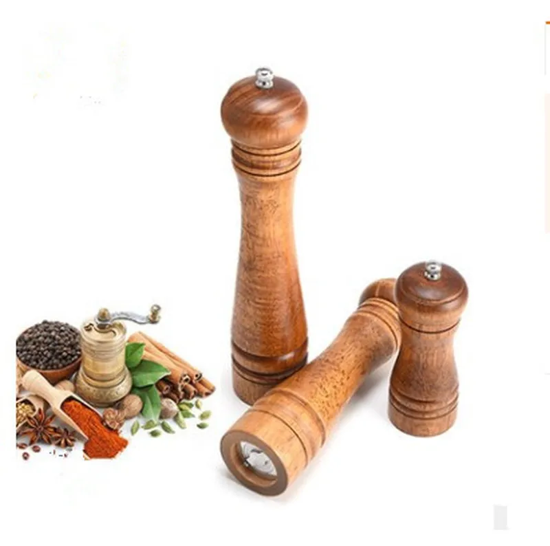 Salt and Pepper Mill, Solid Wood Pepper Mill with Strong Adjustable Ceramic Grinder 5" 8" 10"-Kitchen Tools