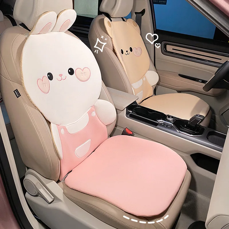 

Universal Bear Rabbit Car Seat Cover Auto Cushion Breathable Car Seat Cover Car Accessories Flax linen For Summer