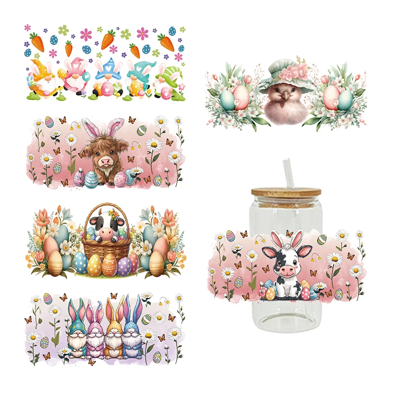 UV DTF Transfer Sticker Easter Animal For The 16oz Libbey Glasses Wraps Bottles Cup Can DIY Waterproof Decals D12959