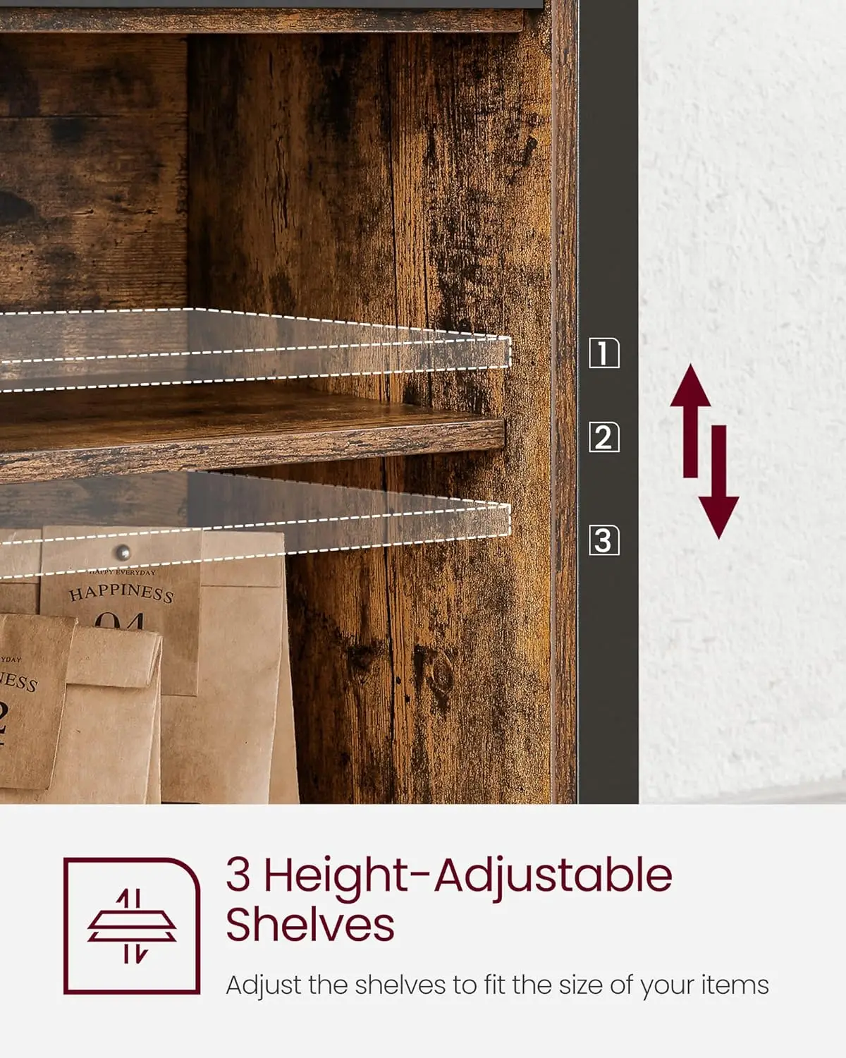 رف قهوة خشبي 3 طبقات للمطبخ