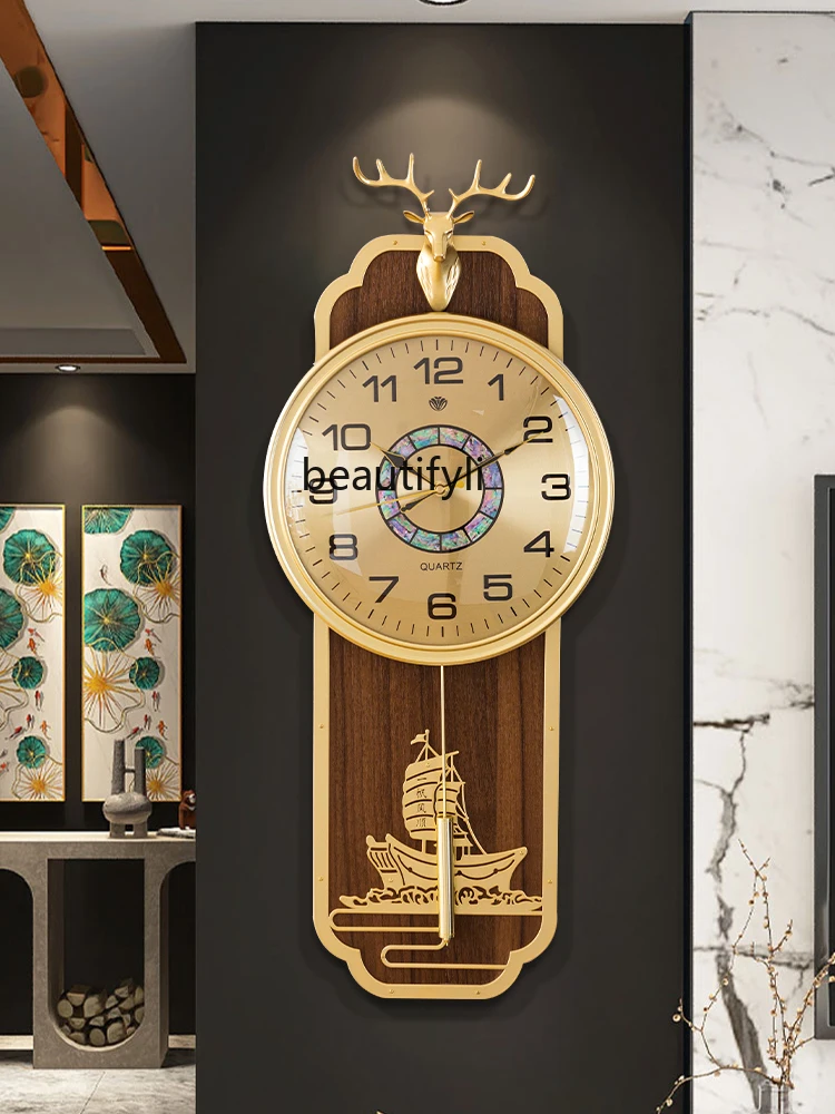 

Новые настенные часы в китайском стиле, настенные часы, декоративные часы для гостиной, роскошные бесшумные настенные часы